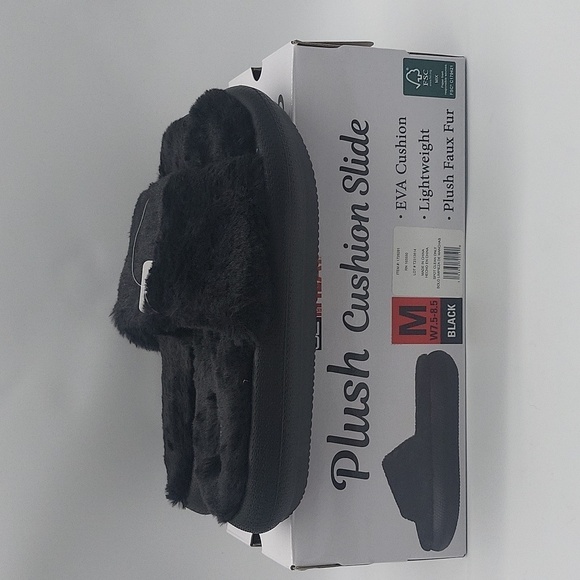 2301- 32 Degrees Heat Plush Cushion Slide Women's Size 7.5 - 8.5 Black Color NWT - Picture 9 of 10